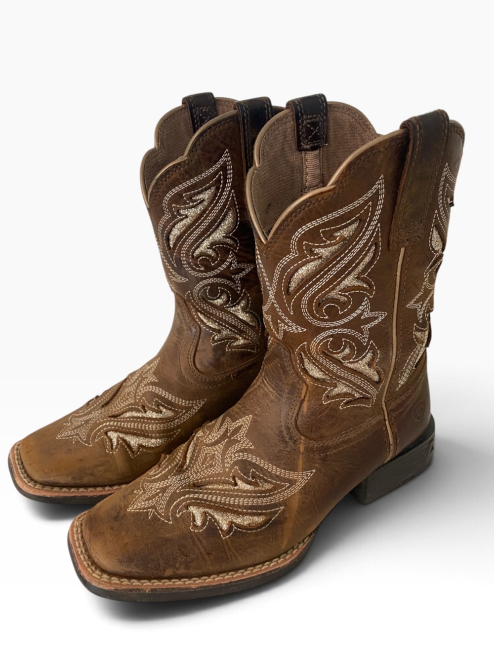 ARIAT Girls’ Round Up Bliss Western Leather Cowboy Boots Size: 2